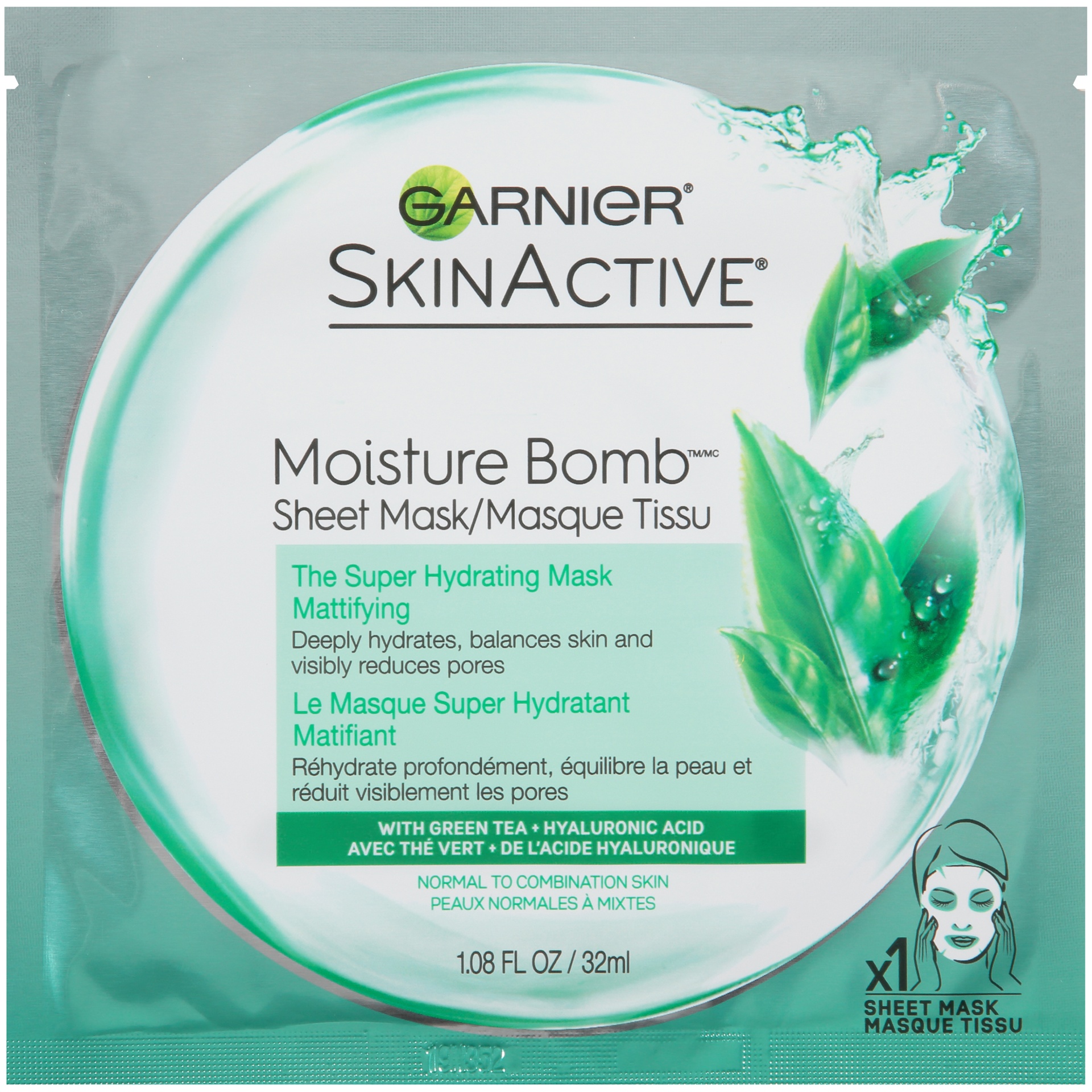 slide 2 of 3, Garnier SkinActive Moisture Bomb Mattifying Face Sheet Mask, 1.08 fl oz