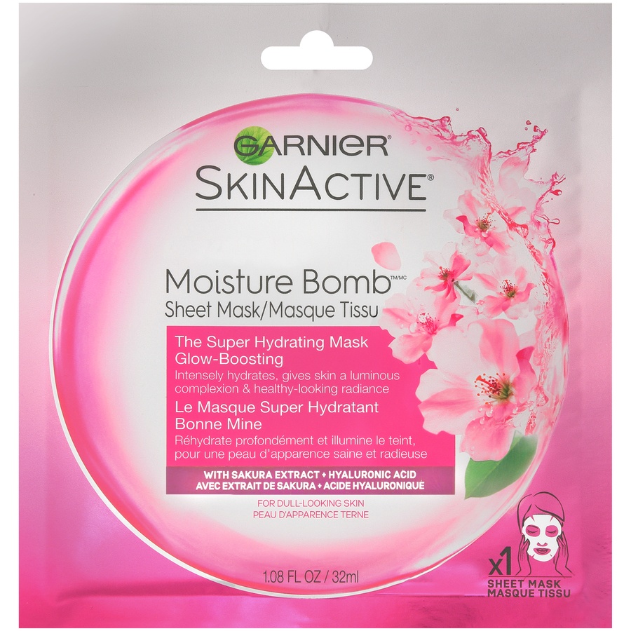slide 2 of 6, Garnier SkinActive Moisture Bomb Glow Boosting Face Sheet Mask, 1.08 fl oz