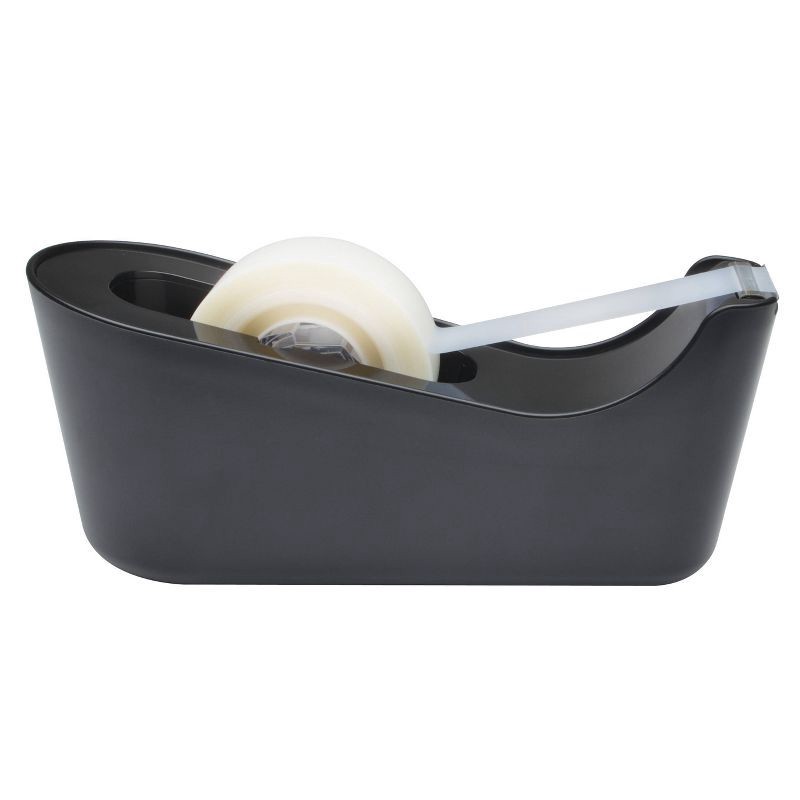 slide 3 of 3, Scotch Tape Dispenser with Tape - Black: Desk Organizer, Plastic, Tape Holder, 6.6" Height, 5.6" Width, 1 ct