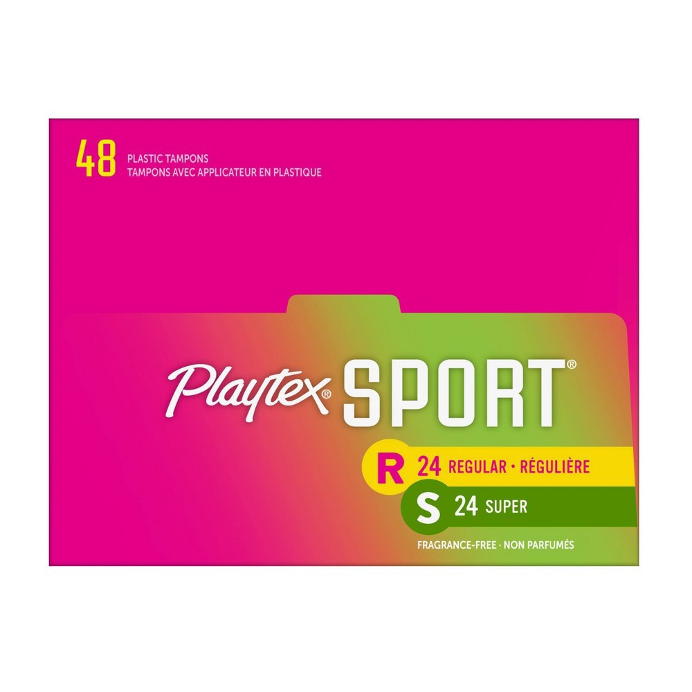slide 6 of 6, Playtex Sport Multipack Tampons - Plastic - Unscented - Regular/Super - 48ct, 48 ct