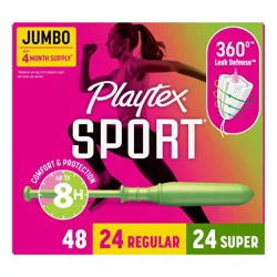 Playtex Sport Plastic Unscented Multipack Tampons - 48ct