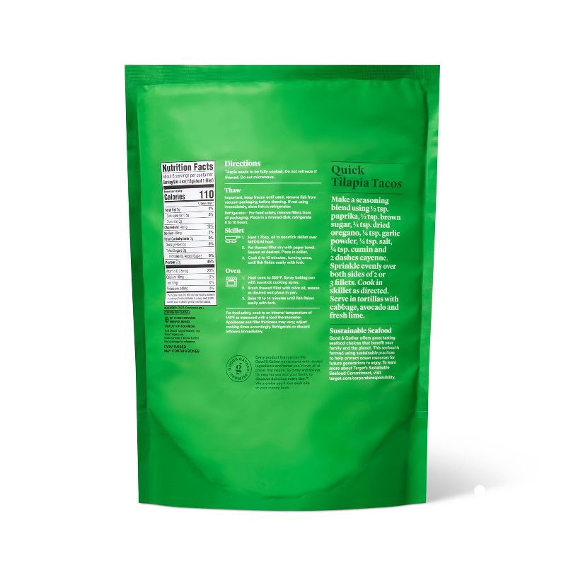 slide 3 of 3, Tilapia Skinless Fillets - Frozen - 24oz - Good & Gather™, 24 oz
