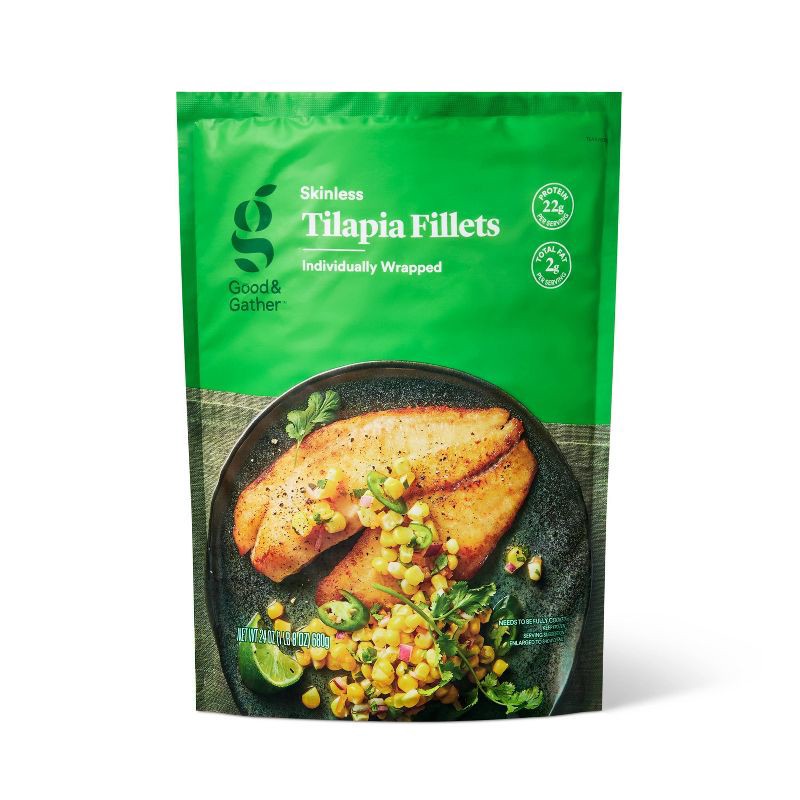 slide 1 of 3, Tilapia Skinless Fillets - Frozen - 24oz - Good & Gather™, 24 oz