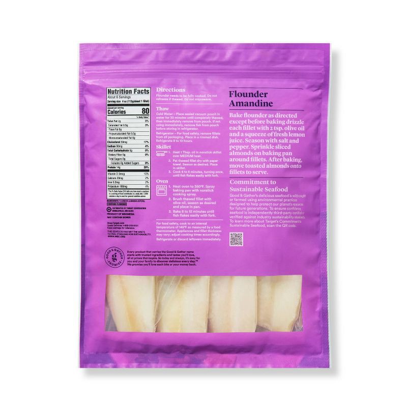 slide 2 of 4, Wild Caught Flounder Fillets - Frozen - 24oz - Good & Gather™, 24 oz