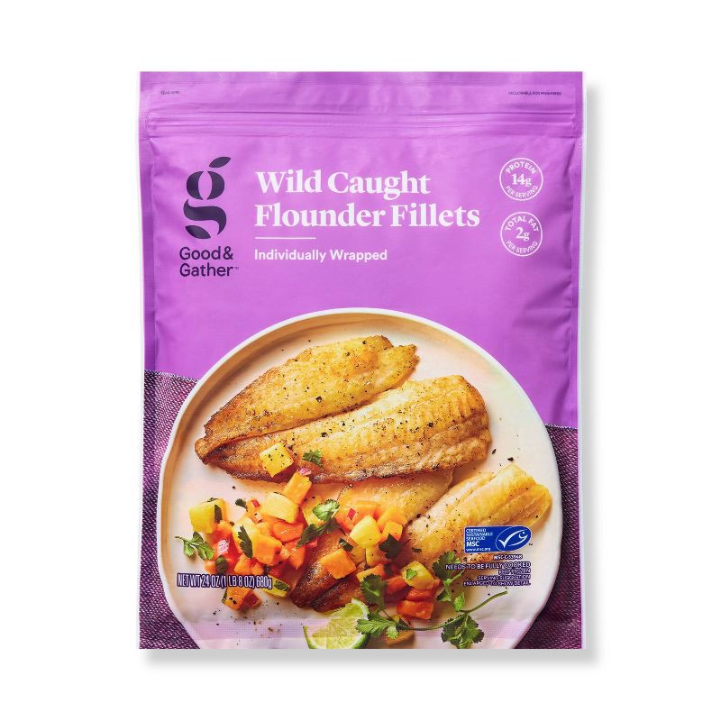 slide 1 of 3, Wild Caught Flounder Fillets - Frozen - 24oz - Good & Gather™, 24 oz