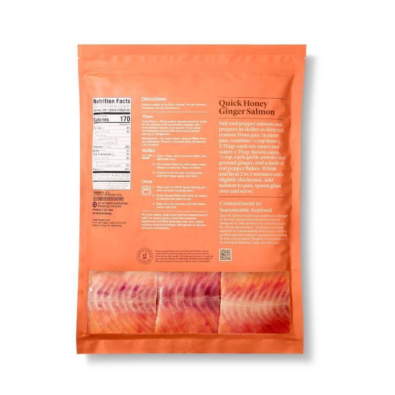 slide 2 of 4, Alaska Keta Salmon Skinless Fillets - Frozen - 24oz - Good & Gather™, 24 oz