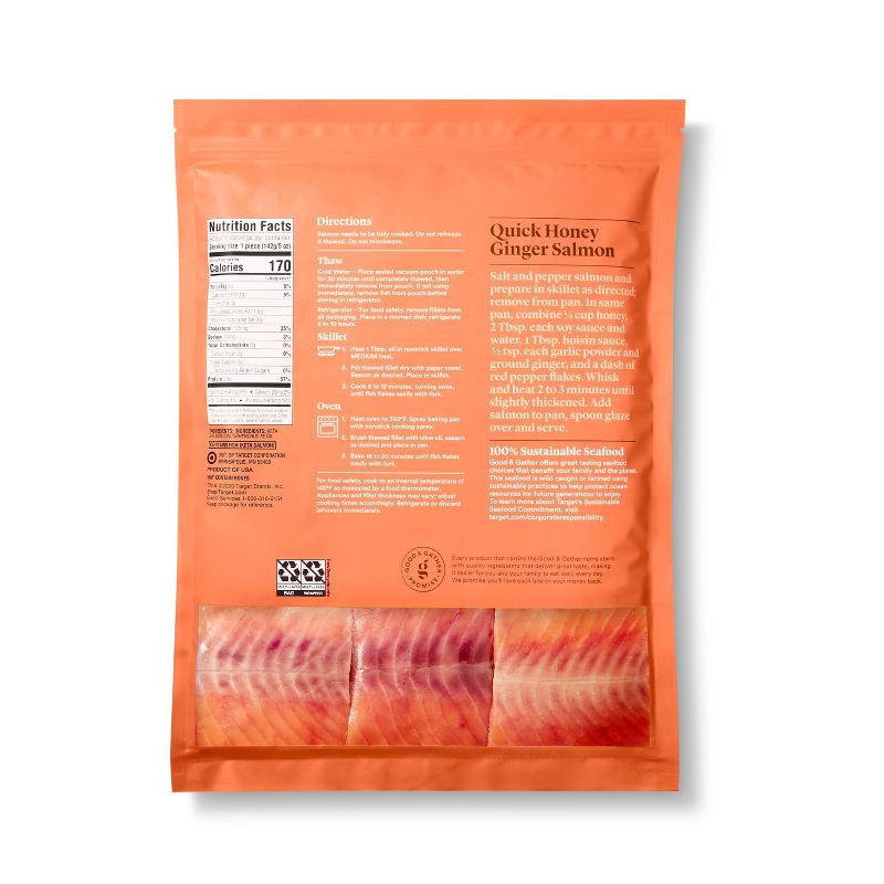 slide 2 of 3, Alaska Keta Salmon Skinless Fillets - Frozen - 24oz - Good & Gather™, 24 oz