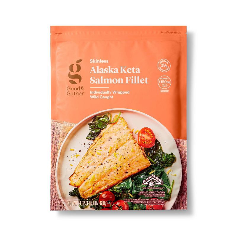 slide 1 of 4, Alaska Keta Salmon Skinless Fillets - Frozen - 24oz - Good & Gather™, 24 oz
