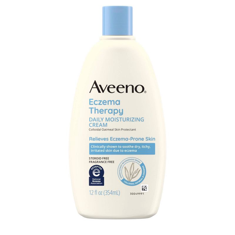 slide 2 of 4, Aveeno Eczema Therapy Daily Soothing Body Cream for Dry and Itchy Skin with Oatmeal - Unscented - 12 fl oz, 12 fl oz