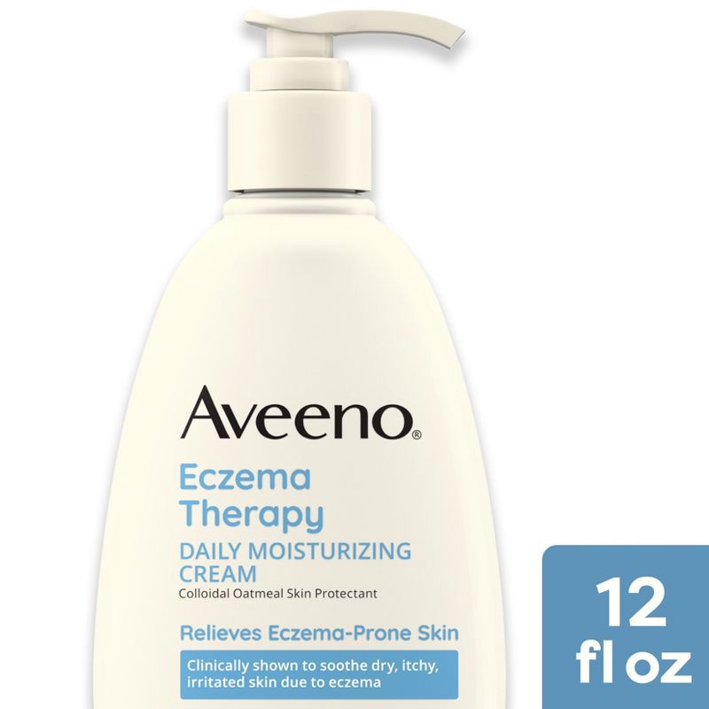 slide 1 of 4, Aveeno Eczema Therapy Daily Soothing Body Cream for Dry and Itchy Skin with Oatmeal - Unscented - 12 fl oz, 12 fl oz