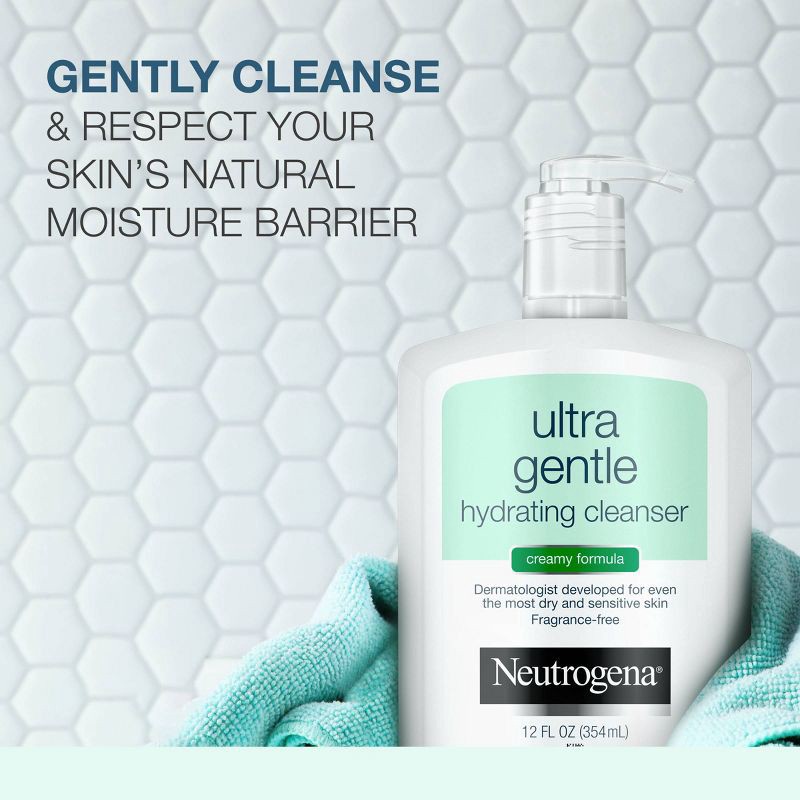 slide 3 of 8, Neutrogena Ultra Gentle Hydrating Facial Cleanser for Sensitive Skin - Fragrance Free - 12 fl oz, 12 fl oz