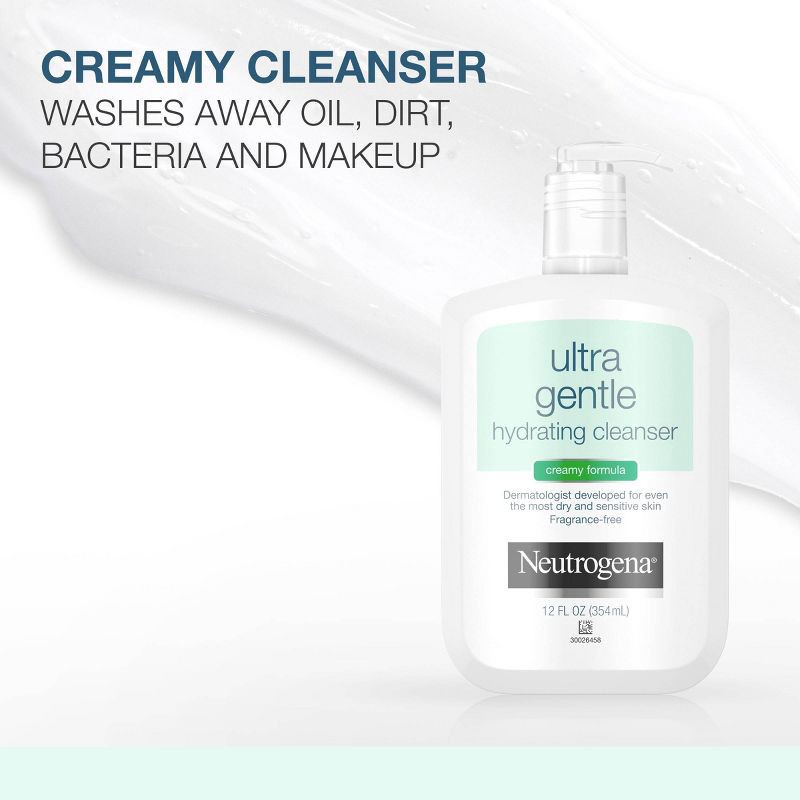 slide 4 of 8, Neutrogena Ultra Gentle Hydrating Facial Cleanser for Sensitive Skin - Fragrance Free - 12 fl oz, 12 fl oz