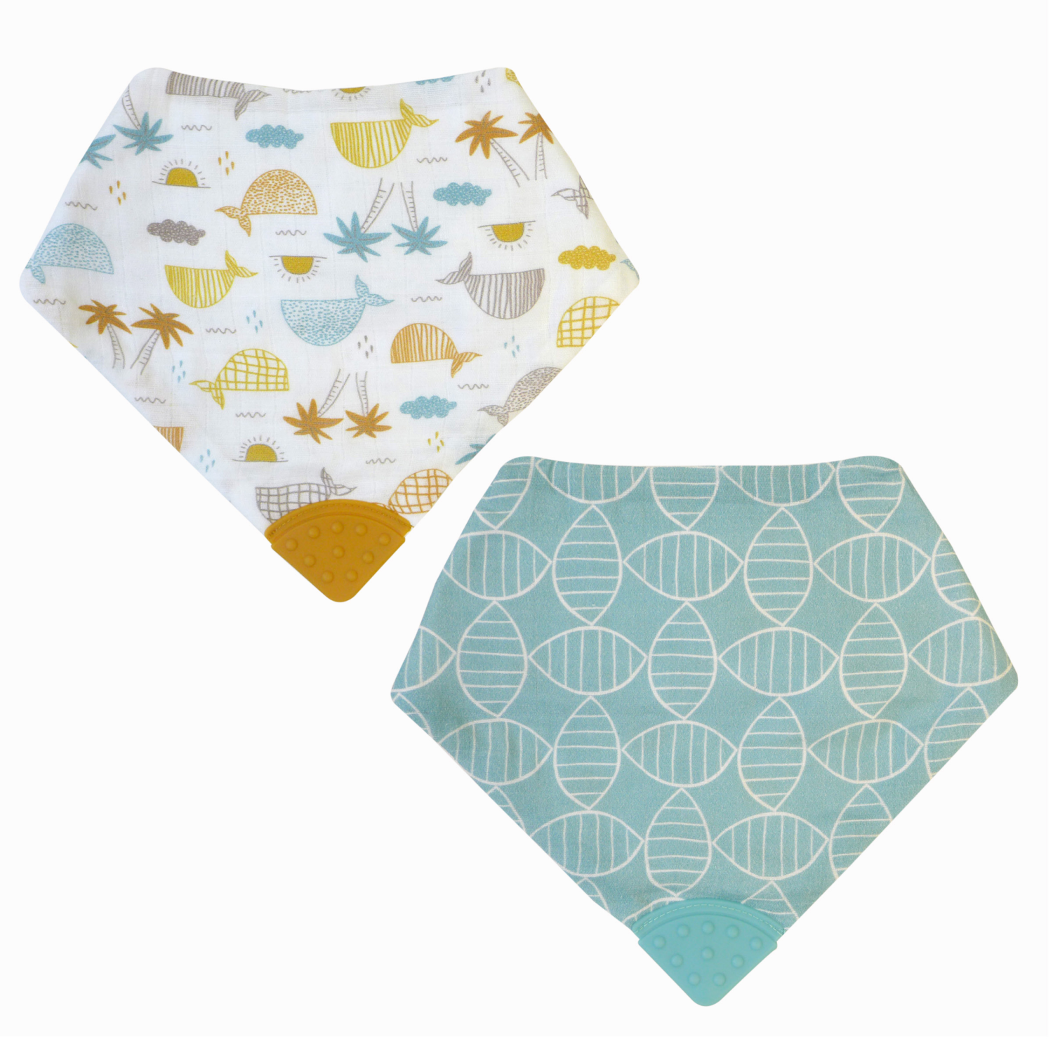 slide 2 of 2, Neat Solutions Neat Sol Reversible Muslin Bib With Silicone Teether Fbt081, 2 ct