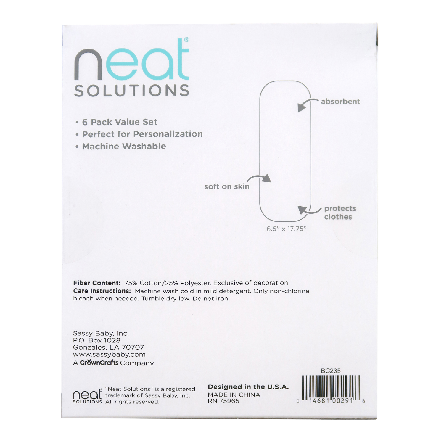 slide 2 of 3, Neat Solutions Neat Sol 6Pk Burp Cloth Boy-Girl Asst Colors, 6 ct