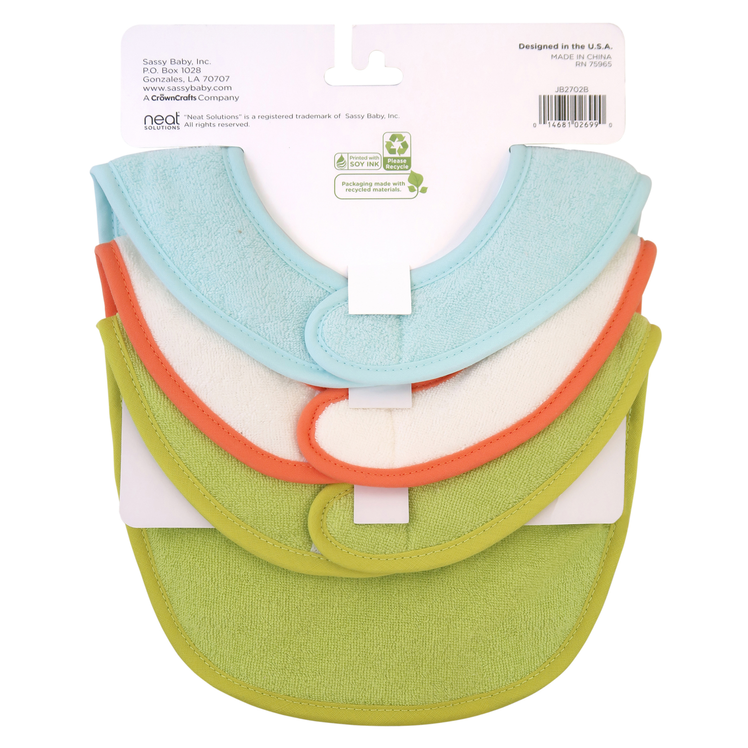 slide 2 of 5, Neat Solutions Neat Sol 3Pk Drooler Bib Boy Aroarable Dino, 3 ct