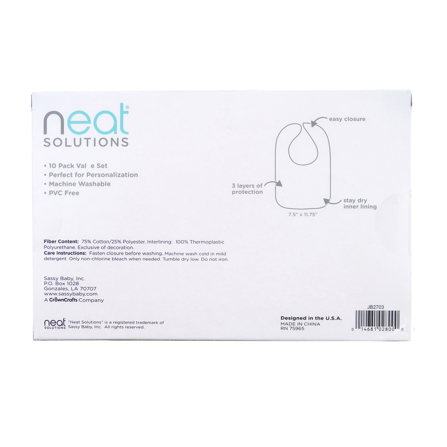 slide 2 of 4, Neat Solutions Neat Sol 10Pk Bibs Solid White, 10 ct