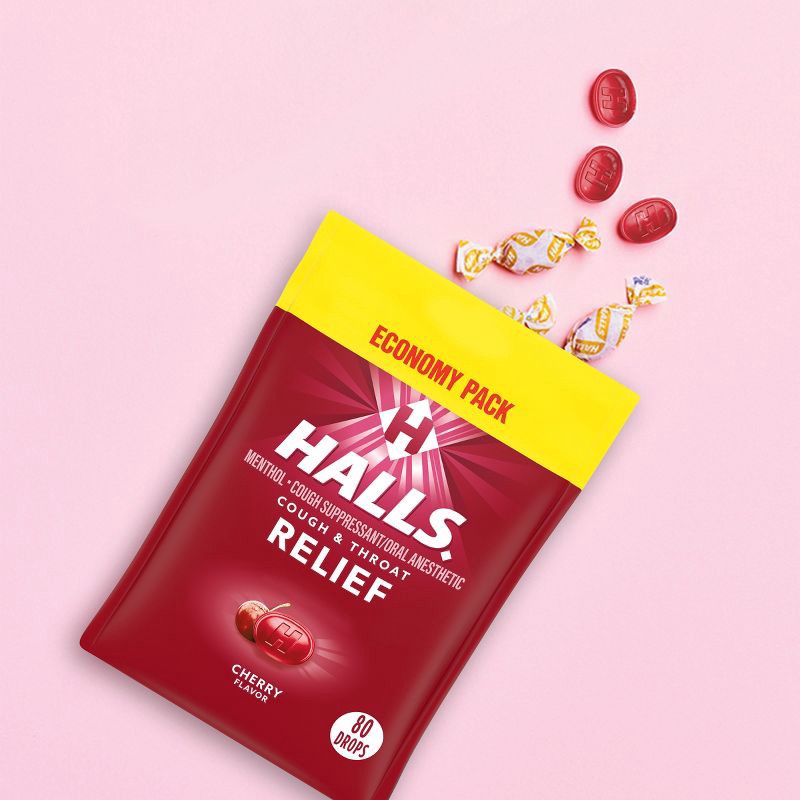 slide 12 of 12, Halls Cough Drops - Cherry - 80ct, 80 ct