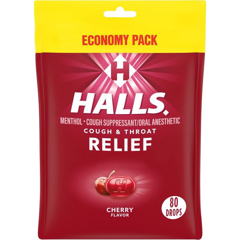 slide 1 of 12, Halls Cough Drops - Cherry - 80ct, 80 ct