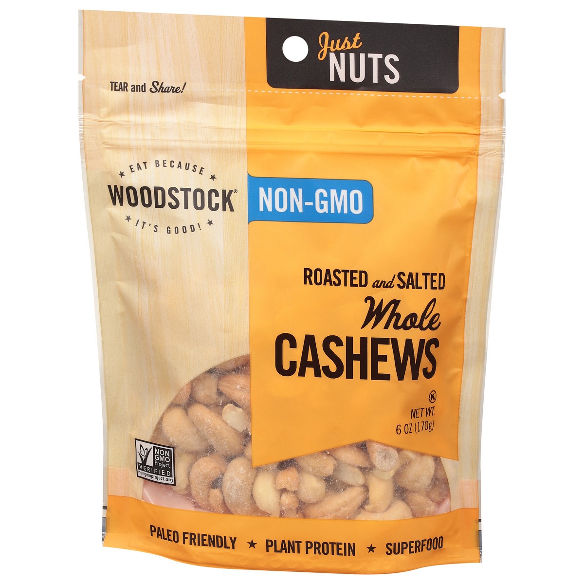 slide 4 of 9, Woodstock Whole Roasted and Salted Cashews 6 oz, 6 oz