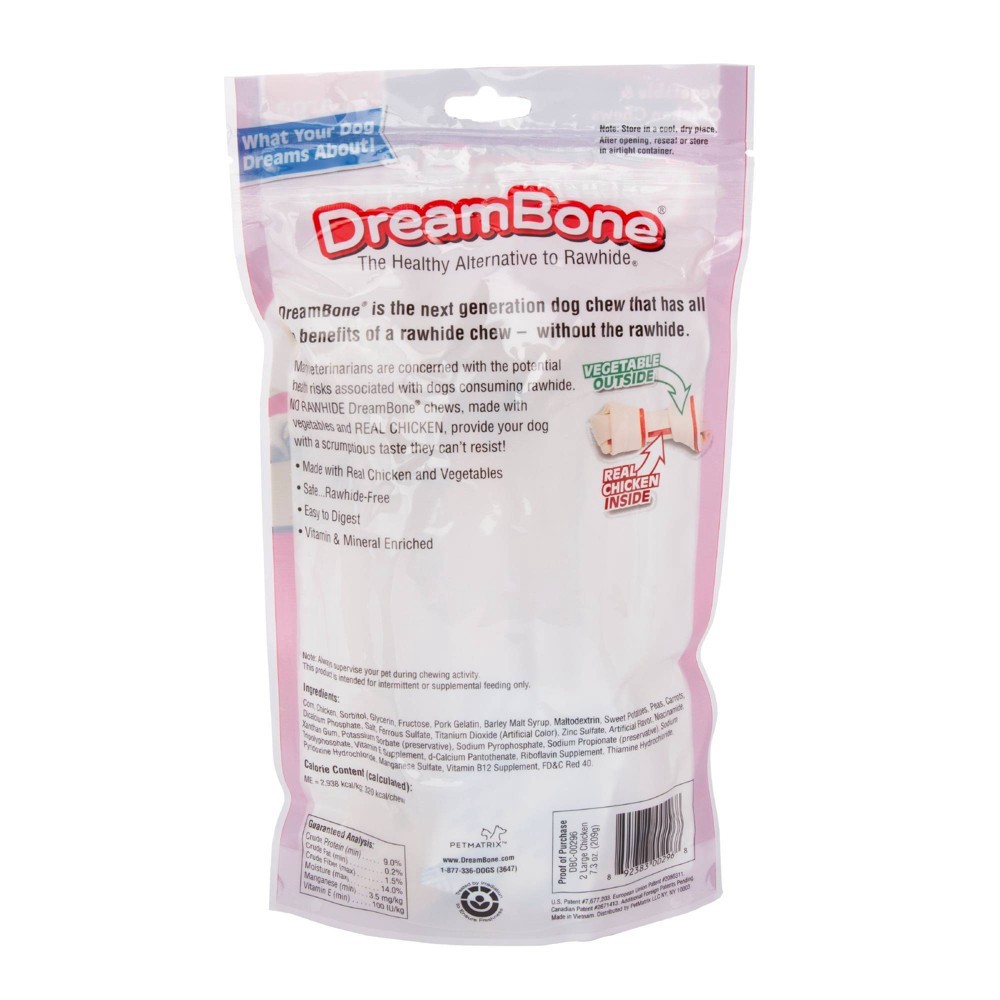 slide 3 of 3, DreamBone Large Vegetable and Chicken Flavored Rawhide Dog Treats - 2ct, 2 ct