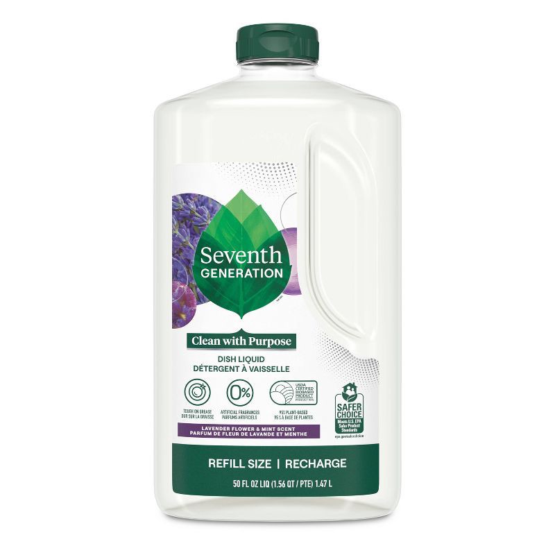 slide 2 of 10, Seventh Generation Lavender & Mint Dish Liquid Soap - 50 fl oz, 50 fl oz