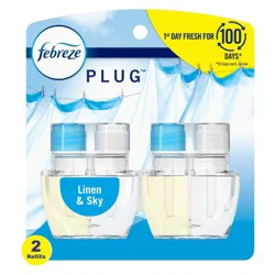 Febreze Odor-Fighting Fade Defy Plug Air Freshener Refill - Linen & Sky - 1.75 fl oz/2pk