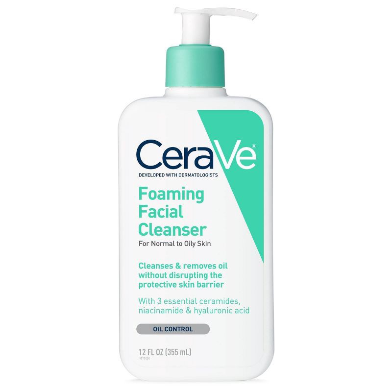 slide 10 of 15, CeraVe Foaming Face Wash with Hyaluronic Acid and Niacinamide for Oily Skin - 12 fl oz, 12 fl oz