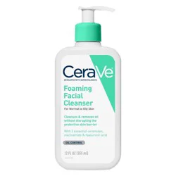 CeraVe Foaming Face Wash with Hyaluronic Acid and Niacinamide for Oily Skin - 12 fl oz
