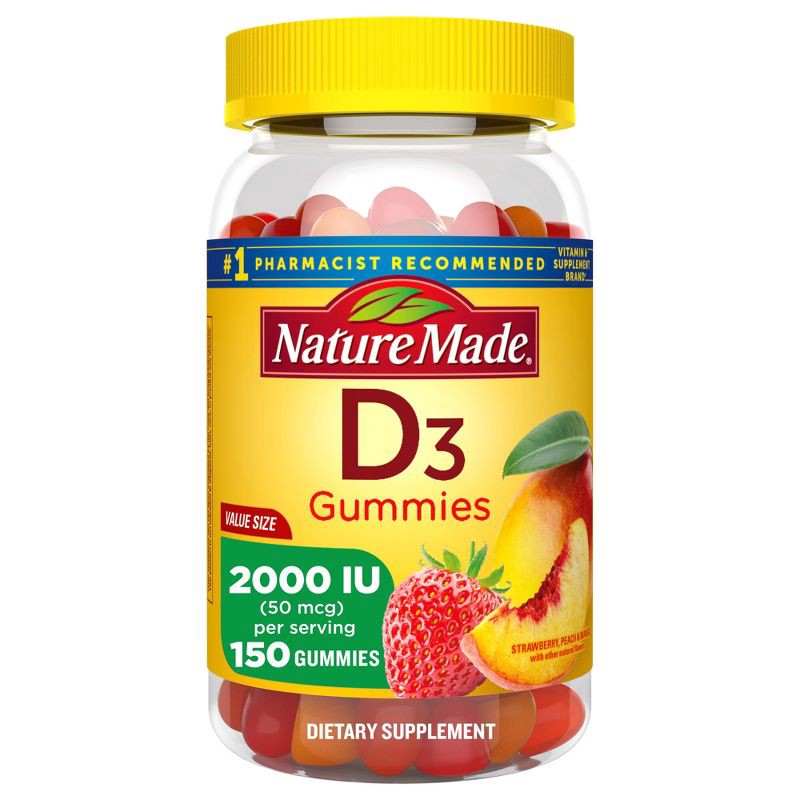 slide 1 of 7, Nature Made Vitamin D3 2000 IU (50 mcg), for Bone Health and Immune Support Vitamin Gummies - 150ct, 150 ct