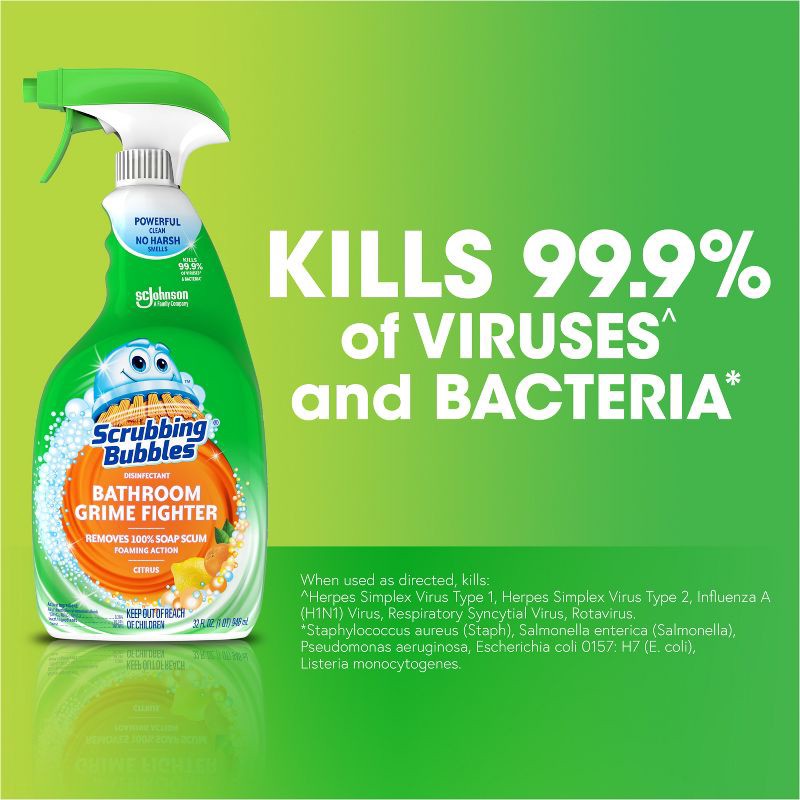 slide 2 of 11, Scrubbing Bubbles Bathroom Cleaner Disinfectant Spray Grime Fighter - Citrus - 32 fl oz, 32 fl oz