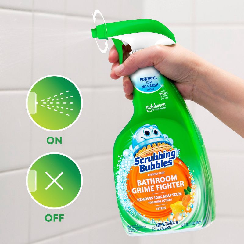 slide 5 of 11, Scrubbing Bubbles Bathroom Cleaner Disinfectant Spray Grime Fighter - Citrus - 32 fl oz, 32 oz