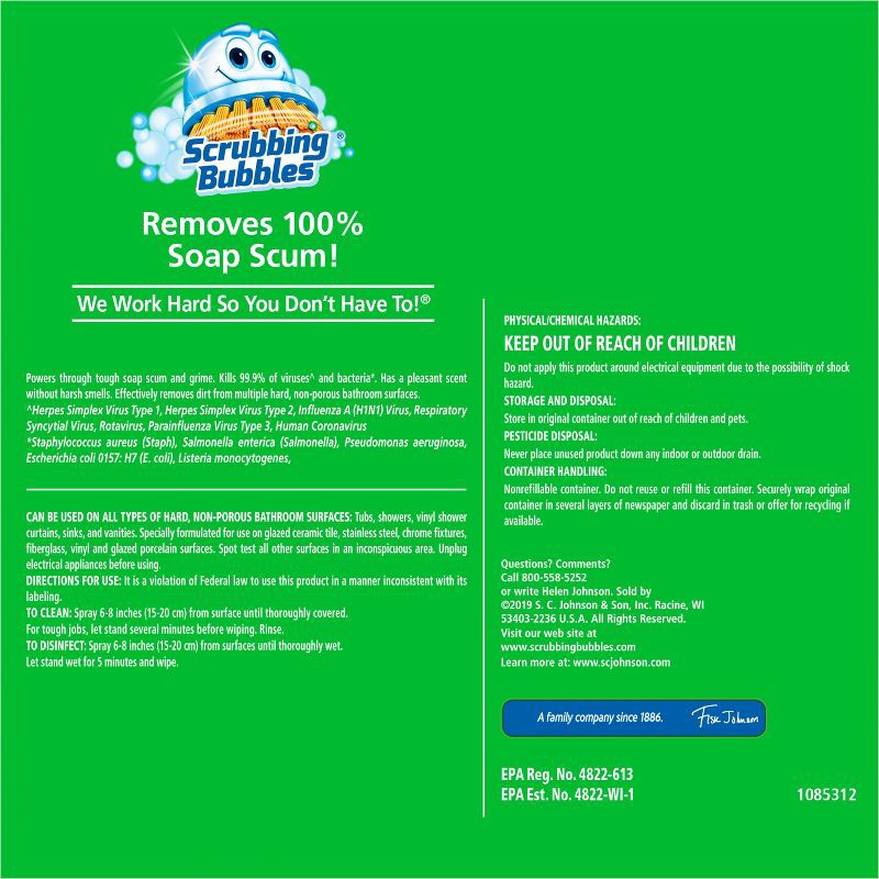 slide 9 of 11, Scrubbing Bubbles Bathroom Cleaner Disinfectant Spray Grime Fighter - Citrus - 32 fl oz, 32 fl oz