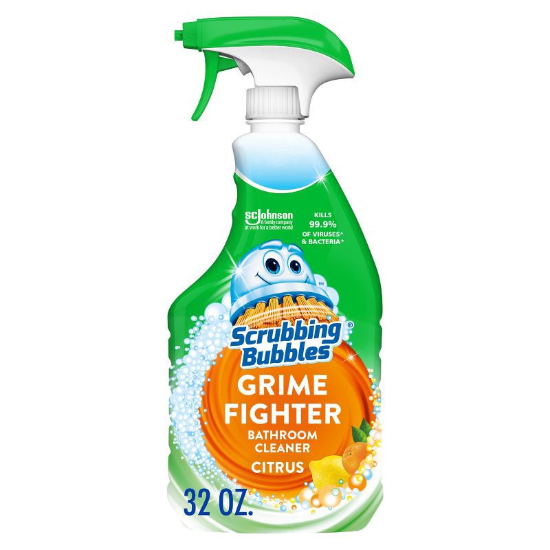 slide 1 of 7, Scrubbing Bubbles Bathroom Cleaner Disinfectant Spray Grime Fighter - Citrus - 32 fl oz, 32 oz