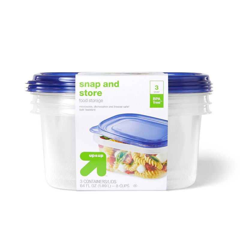 Meijer Medium Rectangle Containers with Lids, 3 ct