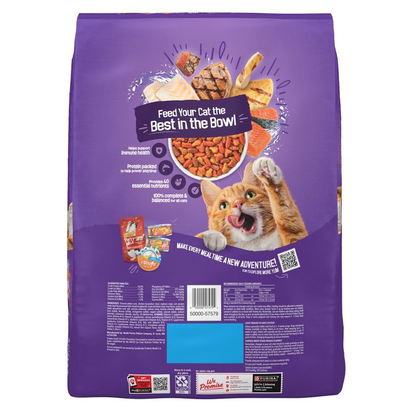 slide 2 of 13, Purina Friskies Surfin&Turfin Favorites with Flavors of Chicken, Seafood & Beef Filet Adult Balanced Dry Cat Food - 16lbs, 16 lb