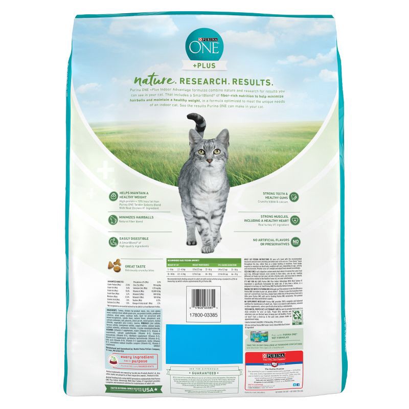 slide 3 of 8, Purina ONE Indoor Advantage Natural Dry Cat Food with Turkey for Indoor Cats - 16lbs, 16 lb