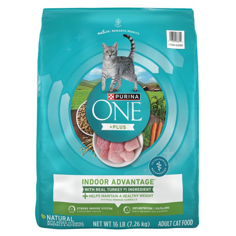 slide 1 of 8, Purina ONE Indoor Advantage Natural Dry Cat Food with Turkey for Indoor Cats - 16lbs, 16 lb