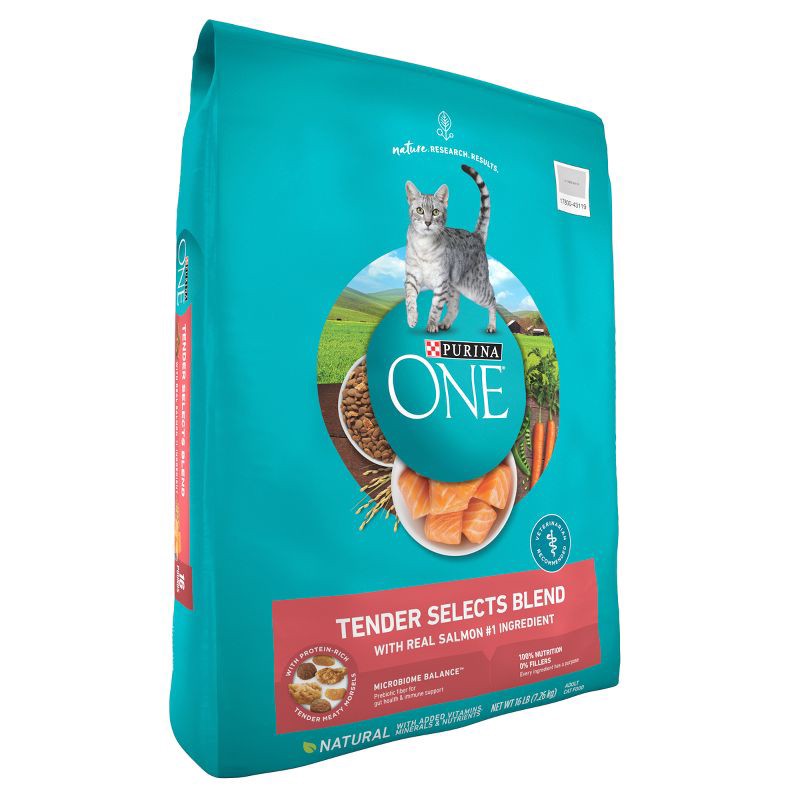 slide 4 of 7, Purina ONE Tender Selects Blend Natural Real Salmon & Fish Flavor Dry Cat Food - 16lbs, 16 lb