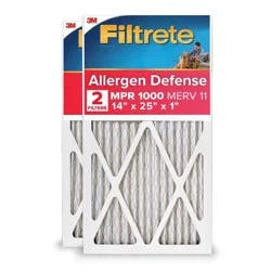 Filtrete 14x25x1 2pk Allergen Defense Air Filter 1000 MPR: MERV 11, Electrostatic, Captures Dust & Pollen, 3-Month Use
