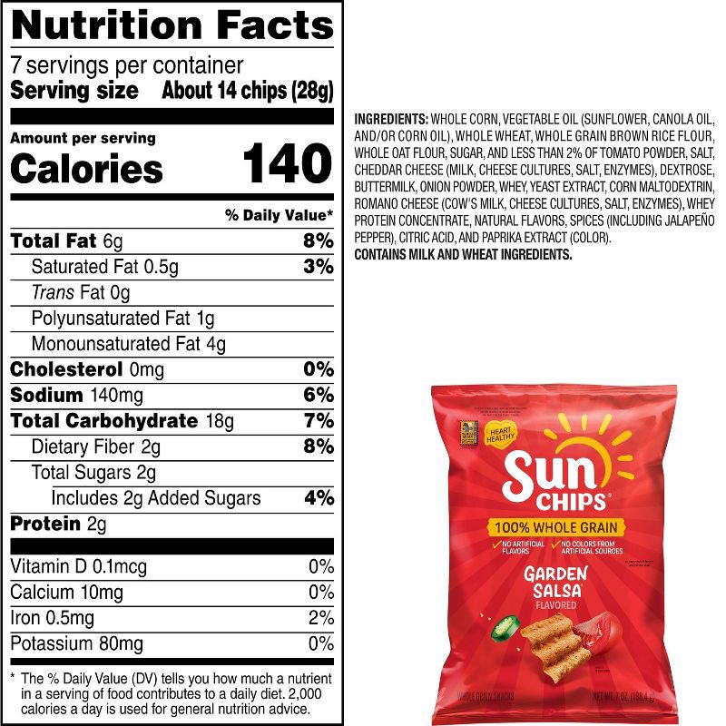 slide 7 of 7, SunChips Garden Salsa Flavored Wholegrain Snacks - 7oz, 7 oz