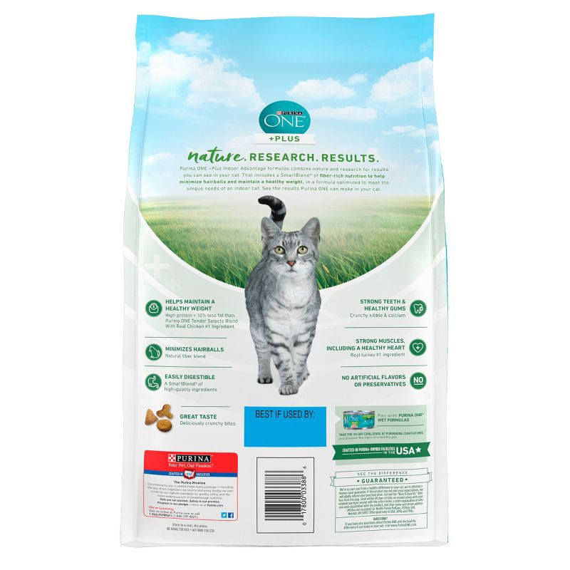 slide 3 of 9, Purina ONE Indoor Advantage Natural Dry Cat Food with Turkey for Indoor Cats - 3.5lbs, 3.5 lb