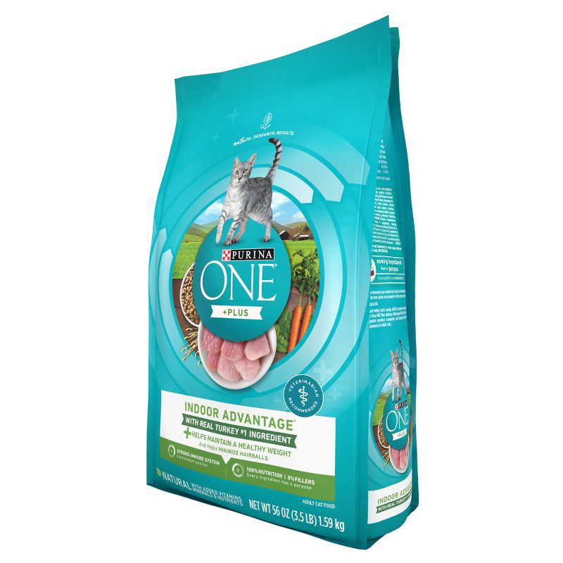 slide 7 of 9, Purina ONE Indoor Advantage Natural Dry Cat Food with Turkey for Indoor Cats - 3.5lbs, 3.5 lb