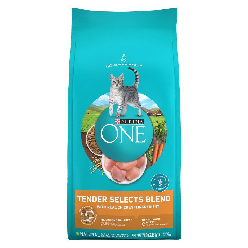 slide 1 of 8, Purina ONE Tender Selects Natural Dry Cat Food with Real Chicken - 7lbs, 7 lb