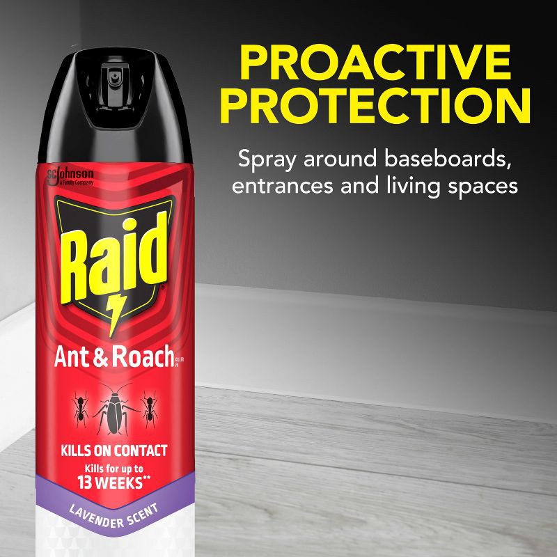 slide 6 of 13, Raid Ant and Roach Killer Indoor Bug Spray - Lavender Scent - 17.5oz, 17.5 oz