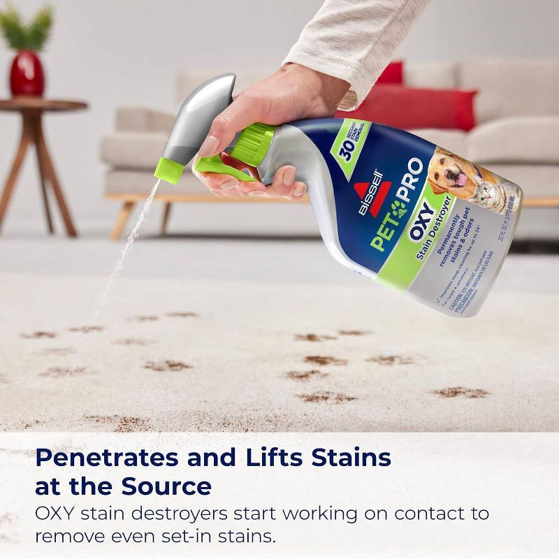 slide 4 of 6, BISSELL 22 fl oz Oxy Stain Destroyer Pet For Carpet and Upholstery: Liquid Carpet & Upholstery Cleaner, Stain Remover Spray, 22 fl oz