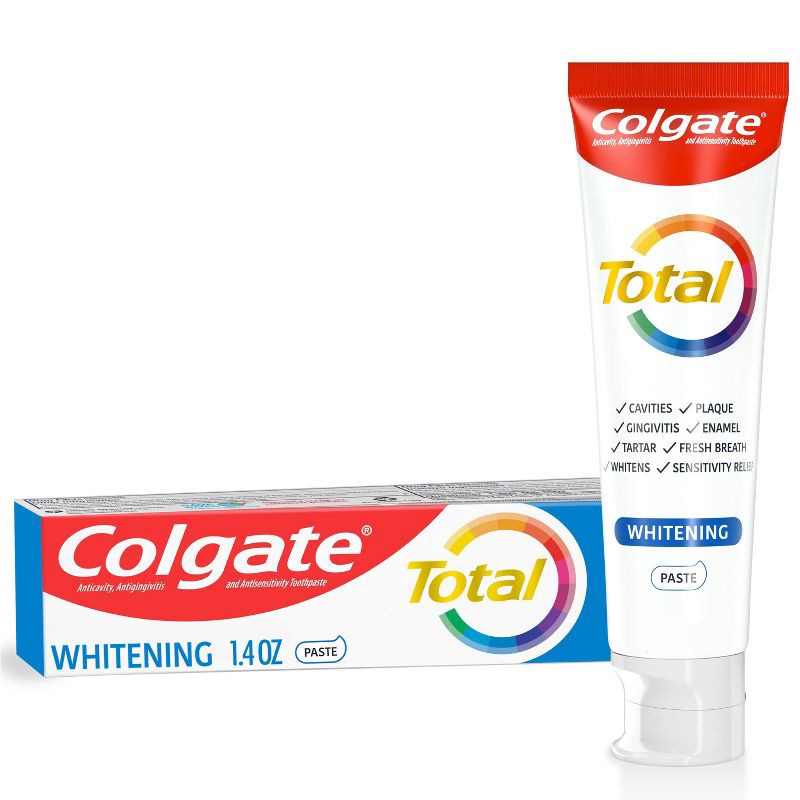 slide 1 of 9, Colgate Total Travel Size Whitening Paste Toothpaste - Trial Size - 1.4oz, 1.4 oz