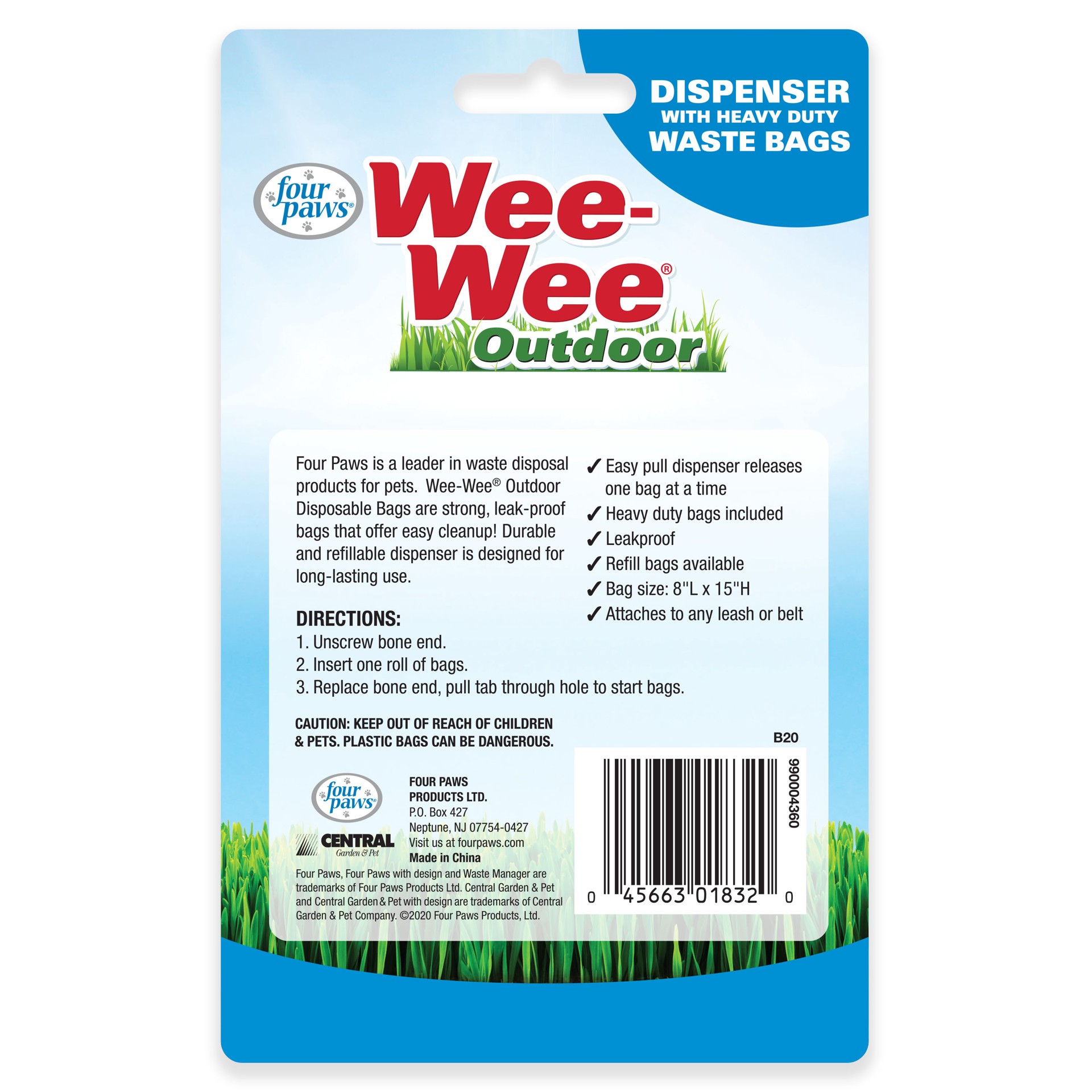 slide 4 of 9, Four Paws Wee-Wee Outdoor Dog Waste Bag Dispenser with Heavy Duty Waste Bags, 1 ct