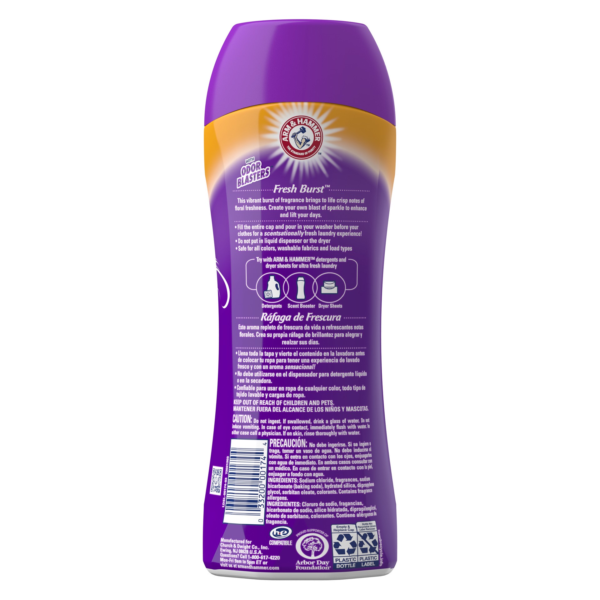 slide 3 of 5, ARM & HAMMER Odor Blasters In-Wash Scent Booster, Laundry Scent Booster, Fresh Burst Scent, 15 Oz, 15 oz