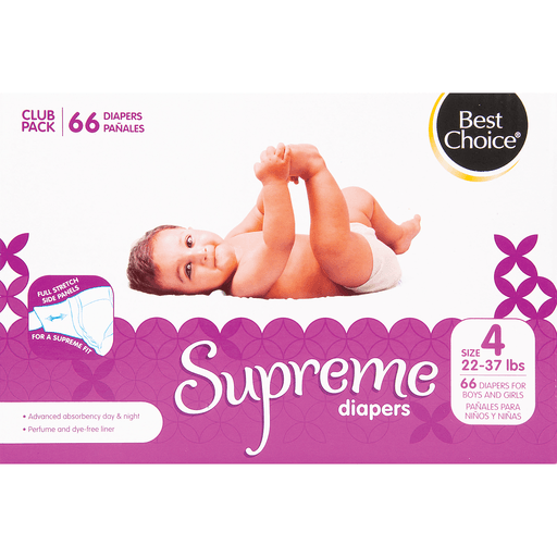 slide 1 of 1, Best Choice Box Supreme Diapers Size 4, 78 ct