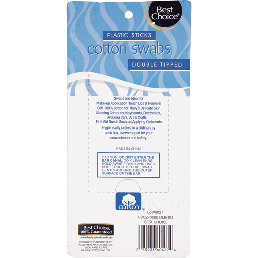 slide 1 of 1, Best Choice Plastic Stick Cotton Swabs, 300 ct